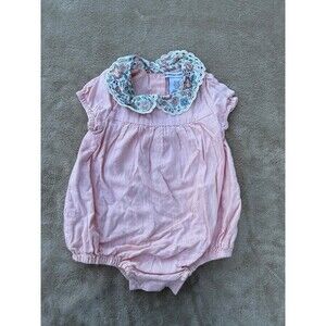 Cupcakes and cashmere baby girl size 12M pink floral bubble romper
